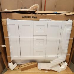 Phoenix AS-IS Glacier Bay Bannister 61 in. Double Sink White Bath Vanity with Granite-Look Colorpoint White Cultured Marble Top (Assembled)