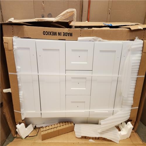 Phoenix AS-IS Glacier Bay Bannister 61 in. Double Sink White Bath Vanity with Granite-Look Colorpoint White Cultured Marble Top (Assembled)