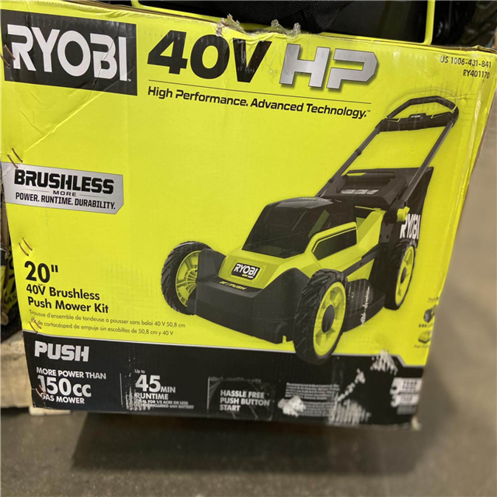 DALLAS LOCATION - RYOBI 40V HP Brushless 20 in. Cordless Battery Walk Behind Push Lawn Mower with 6.0 Ah Battery and Charger - 4 (UNITS)