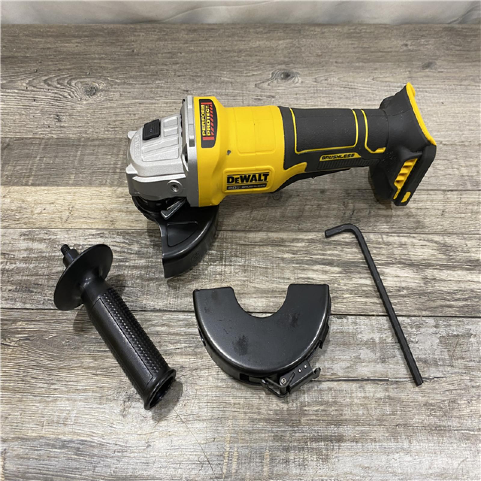 AS-IS DEWALT 20V MAX Cordless Brushless 4-1/2 in. Angle Grinder with Paddle Switch (Tool Only)