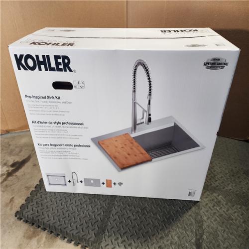 HOUSTON LOCATION - AS-IS (NEW) PRO - INSPIRED SINK KIT TOP-/UNDER-MOUNT SINGLE-BOWL KITCHEN SINK 18-GA STAINLESS STEEL