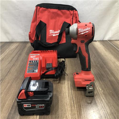AS-IS Milwaukee 18V Lithium-Ion Compact Brushless Cordless 1/4 in. Impact Driver Kit