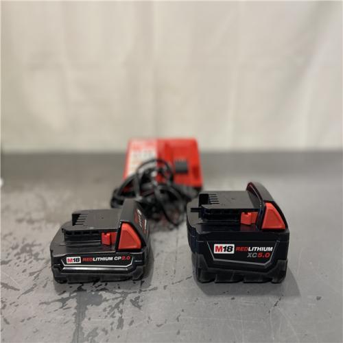 AS-IS- Milwaukee M18 18-Volt Lithium-Ion Starter Kit with One 5.0 Ah and One 2.0 Ah Battery and Charger