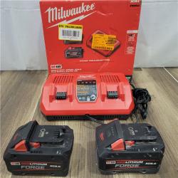 AS-IS  Milwaukee Kit with Two XC 8.0 Ah Battery and Dual Bay Rapid Charger
