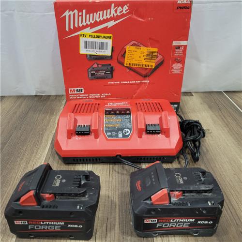 AS-IS  Milwaukee Kit with Two XC 8.0 Ah Battery and Dual Bay Rapid Charger