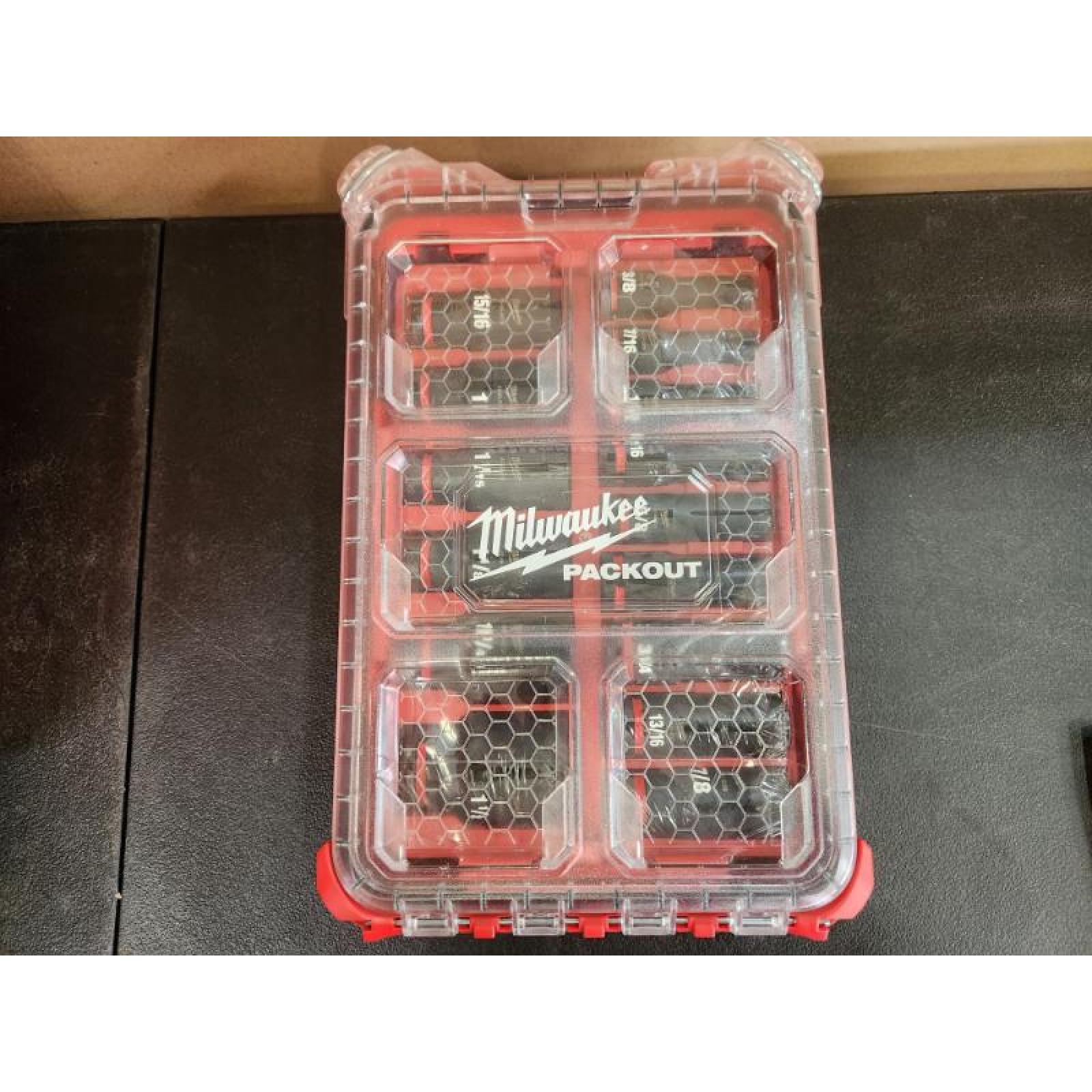 Phoenix NEW Milwaukee SHOCKWAVE Impact-Duty 1/2 in. Drive Metric and SAE Standard Impact PACKOUT Socket Set 15 pieces (SEALED)