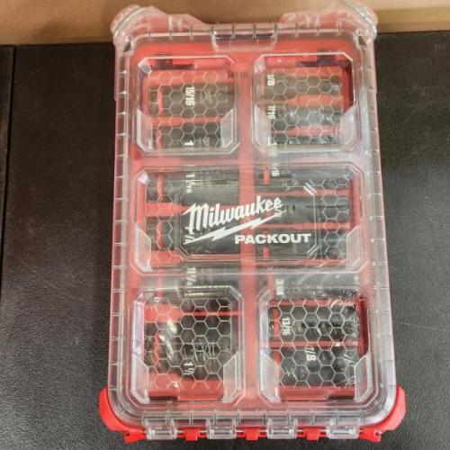 Phoenix NEW Milwaukee SHOCKWAVE Impact-Duty 1/2 in. Drive Metric and SAE Standard Impact PACKOUT Socket Set 15 pieces (SEALED)