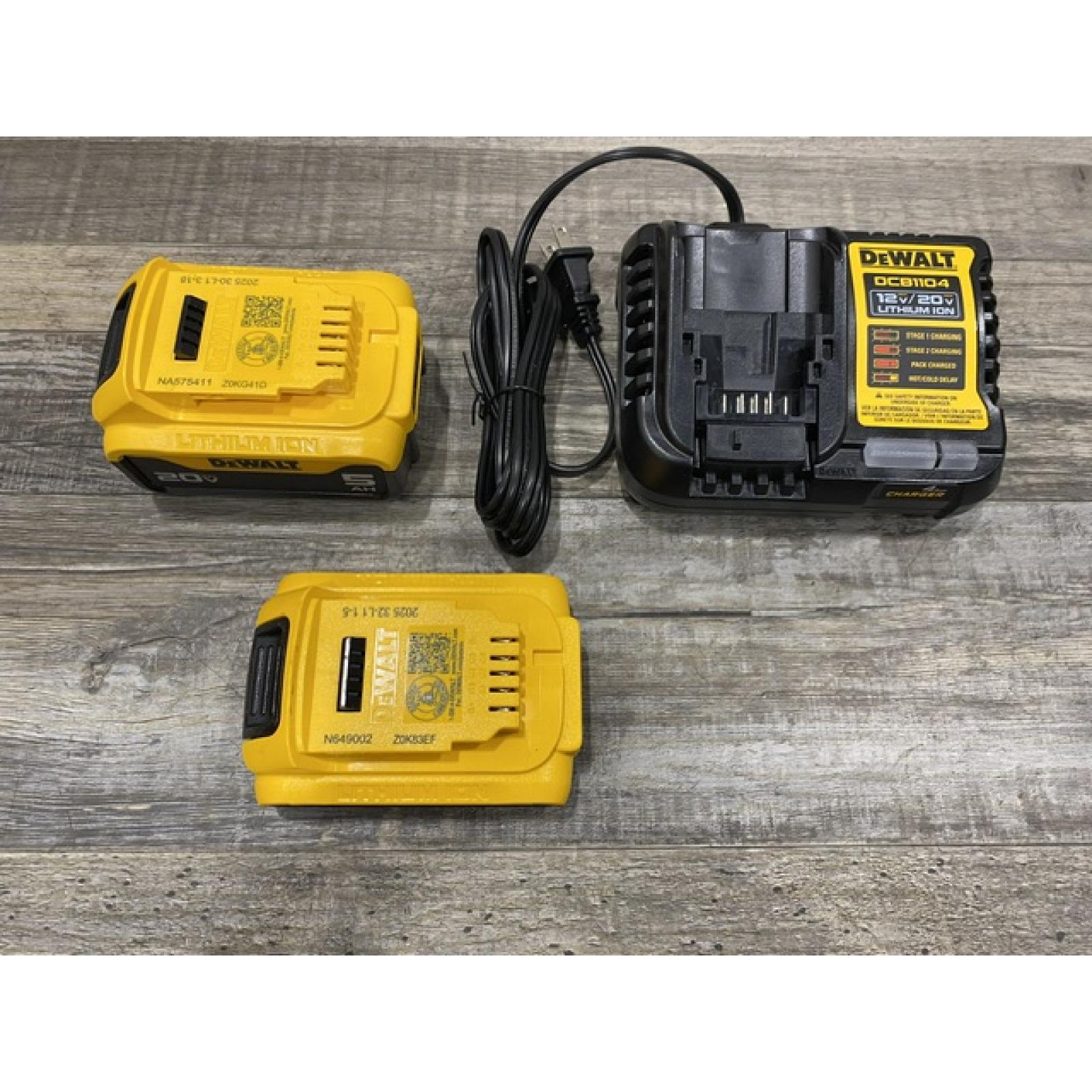 AS-IS DEWALT 20V MAX Lithium-Ion Battery Kit with 5.0Ah and 2.0Ah Battery and Charger