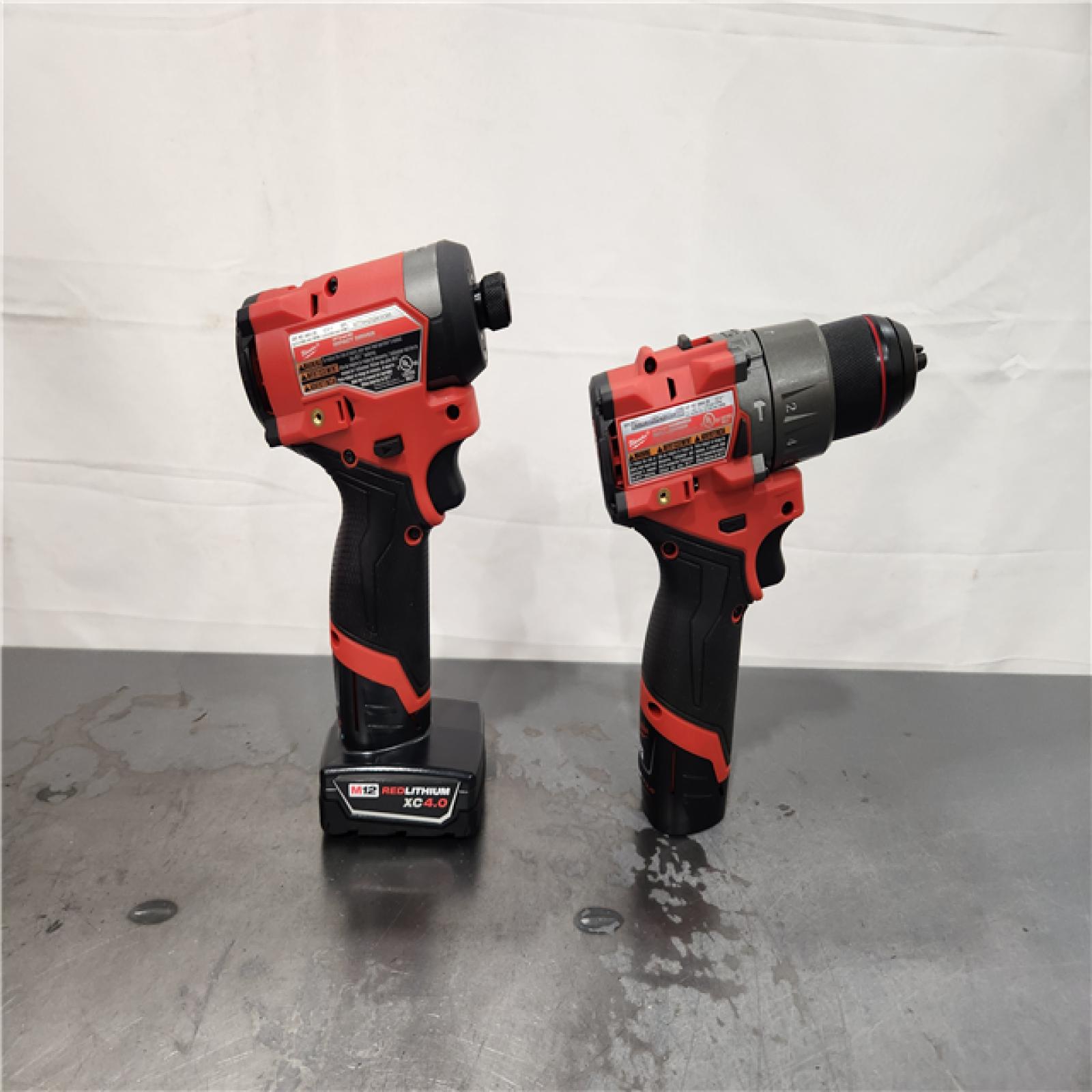 AS-IS- Milwaukee 12V Brushless Hammer Drill and Impact Driver Combo Kit