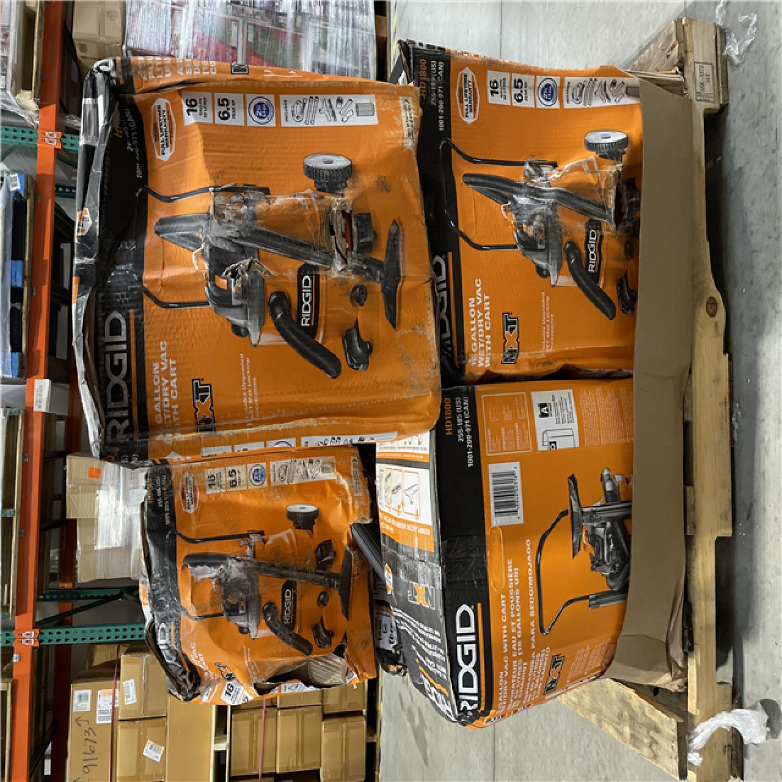 DALLAS LOCATION- RIDGID 16 Gal. 6.5 Peak HP NXT Shop Vacuum Wet Dry Vac with Cart PALLET (7 UNITS)