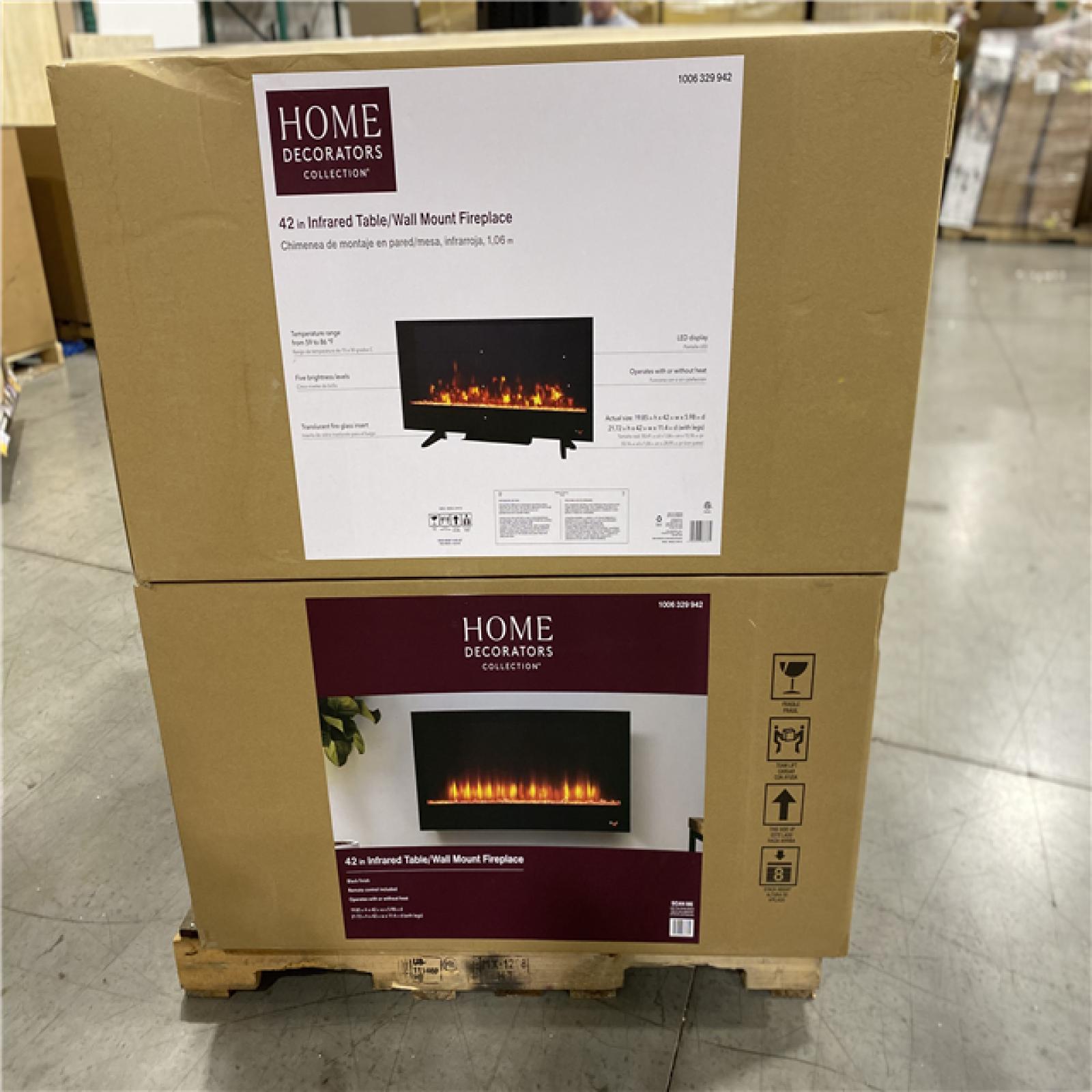 DALLAS LOCATION - NEW! Home Decorators Collection 42 in. Wall Mount Electric Fireplace in Black PALLET ( 10 UNITS)