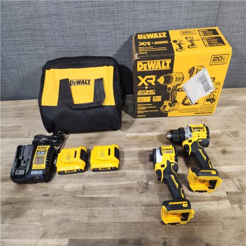 HOUSTON LOCATION - AS-IS DEWALT 20V MAX XR Cordless Drill/Driver, ATOMIC Impact Driver 2 Tool Combo Kit, (2) 2.0Ah Batteries, Charger, and Bag