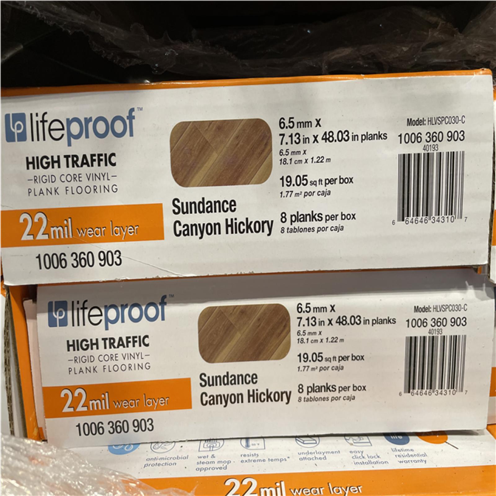 DALLAS LOCATION- LIFEPROOF Pinecrest Place Oak and Sundance Canyon Hickory MIXED PALLET(20.1 sq. ft./case)-(57units)