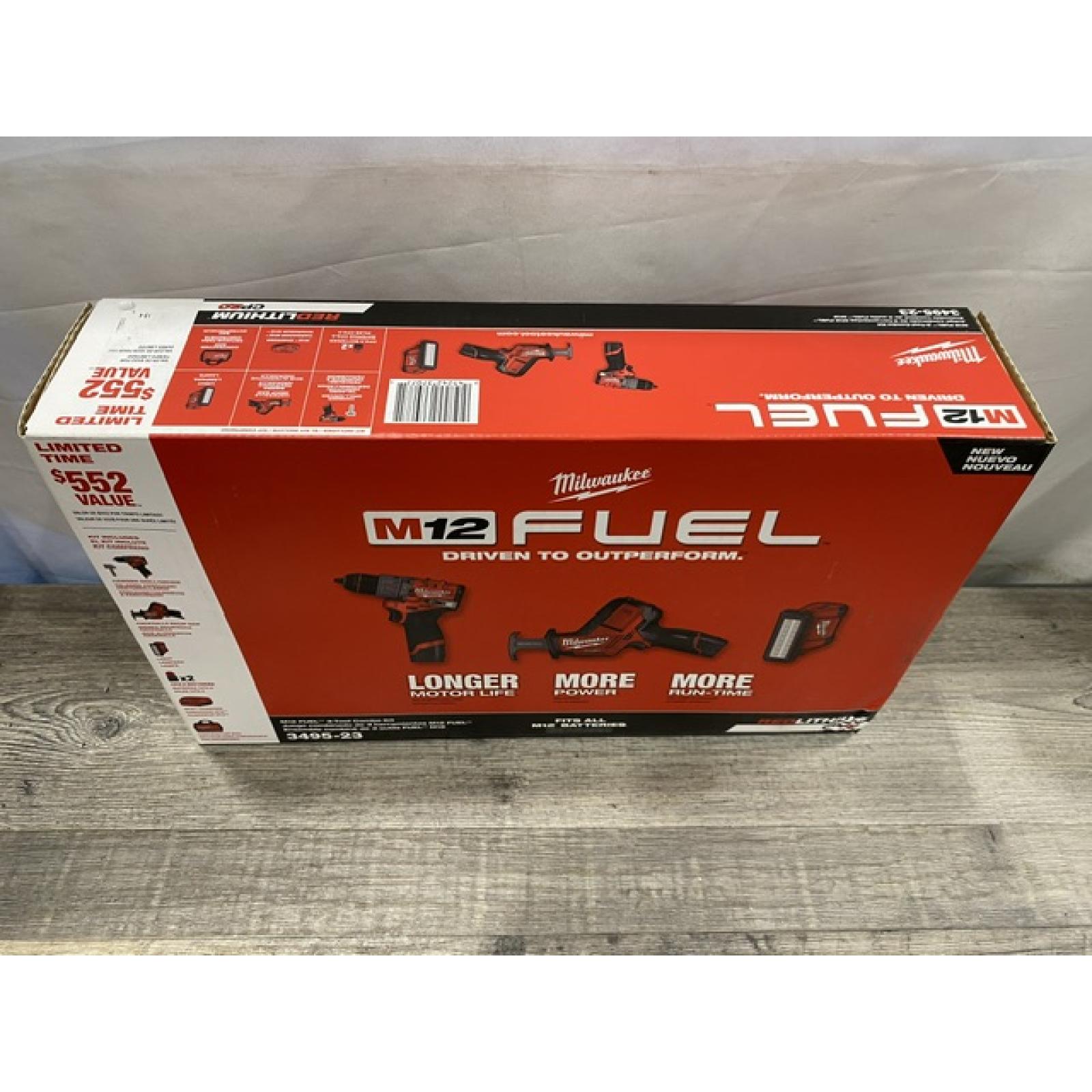 NEW - Milwaukee FUEL 12-Volt Li-Ion Brushless Cordless Hammer Drill (3-Tool) Combo Kit