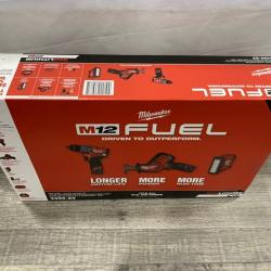 NEW - Milwaukee FUEL 12-Volt Li-Ion Brushless Cordless Hammer Drill (3-Tool) Combo Kit