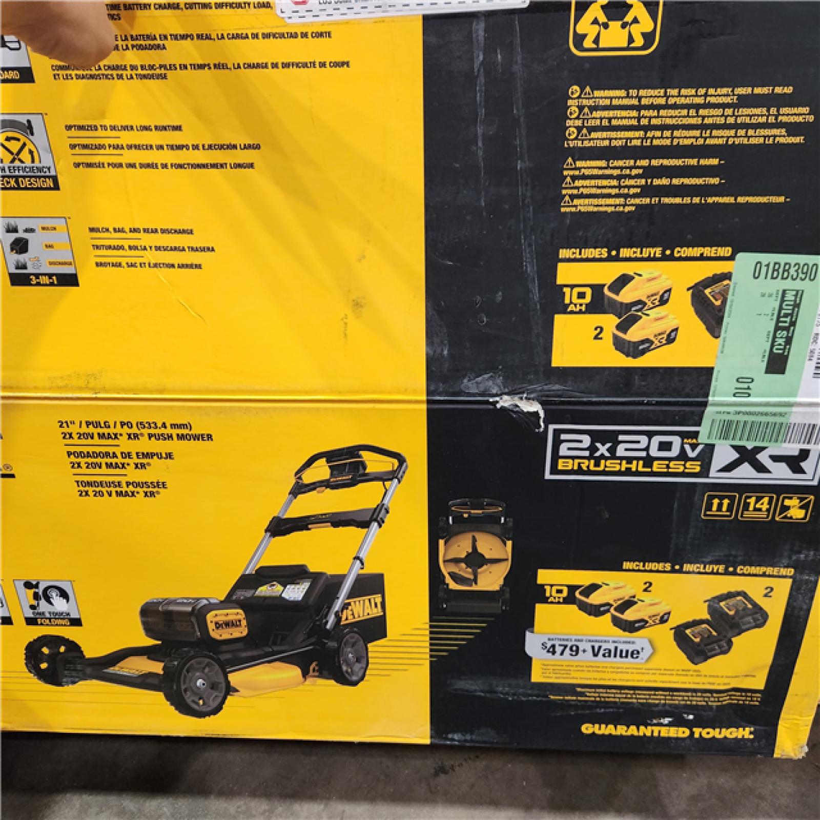 Dallas Location - As-Is DEWALT 2x20V MAX 21 in. Cordless Battery Powered Push Lawn Mower Kit with (2) 10 Ah Batteries and Chargers