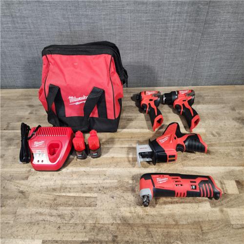 HOUSTON LOCATION - AS-IS MILWAUKEE 4 TOOL COMBO KIT W/ (2) BATTERY & CHARGER