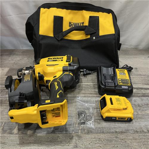 AS-IS DEWALT 20V MAX Lithium-Ion 15-Degree Electric Cordless Roofing Nailer Kit