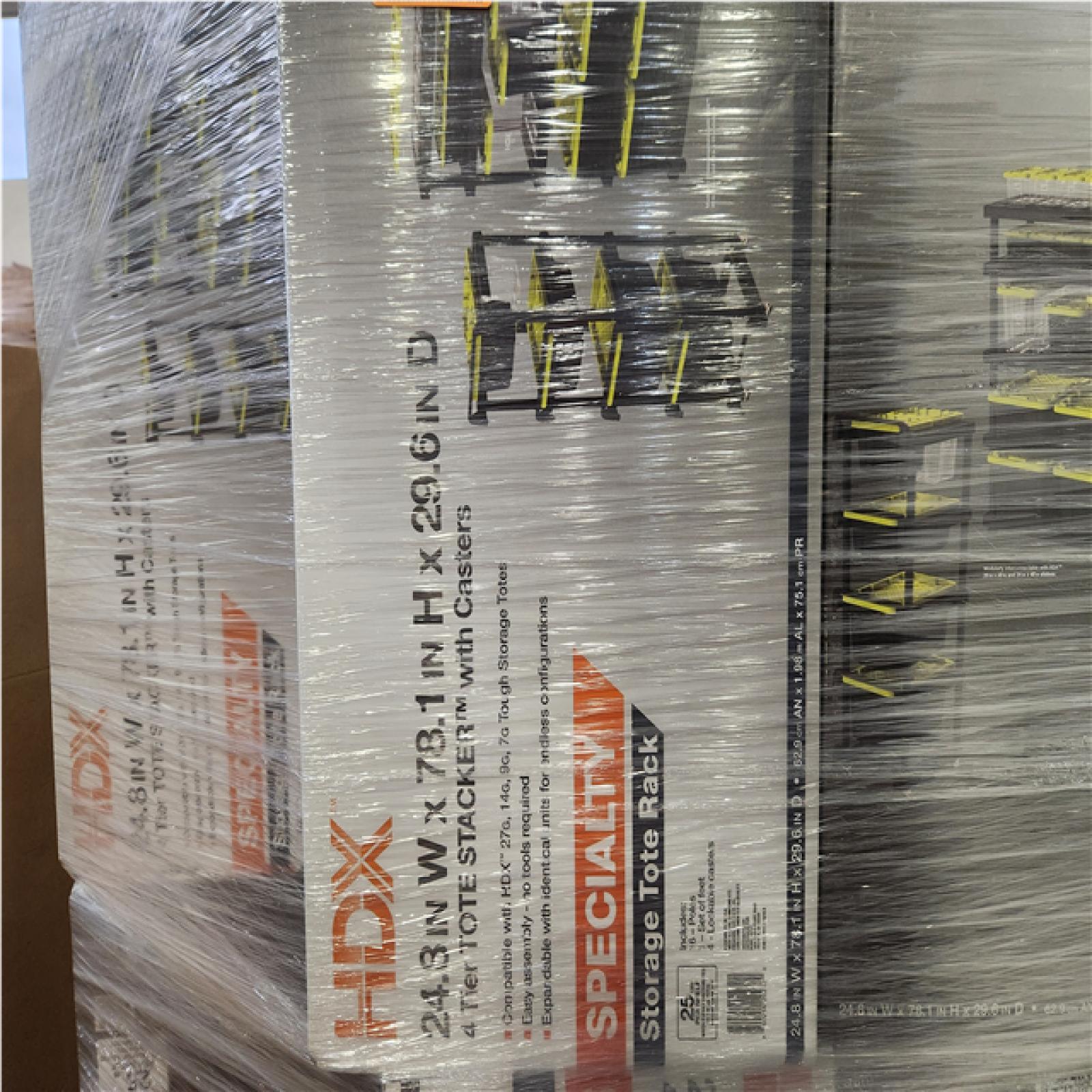 Phoenix NEW HDX 4-Tier Plastic Shelving Tote Stacker with Casters Pallet of 8