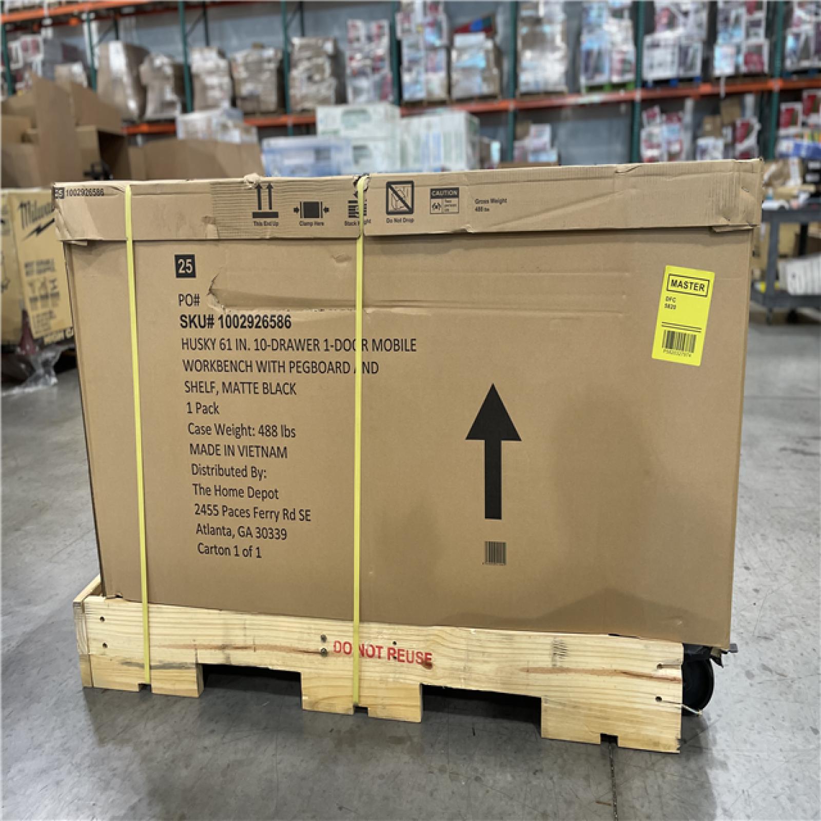 DALLAS LOCATION- AS-IS HUSKY 61 in. W x 26 in. D Heavy Duty 10-Drawer 1-Door Mobile Workbench