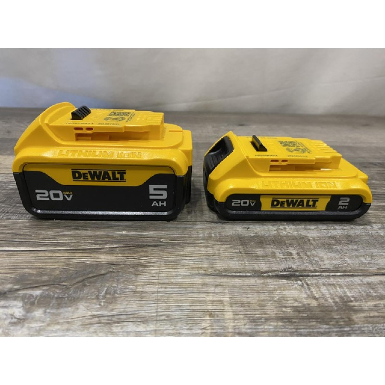 LIKE NEW - DEWALT 20V MAX Lithium-Ion Battery Kit with 5.0Ah and 2.0Ah Battery and Charger