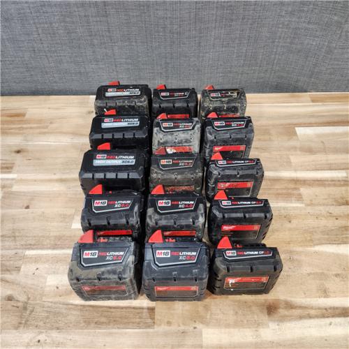 HOUSTON LOCATION - AS-IS MILWAUKEE BATTERY PACK QTY - 15