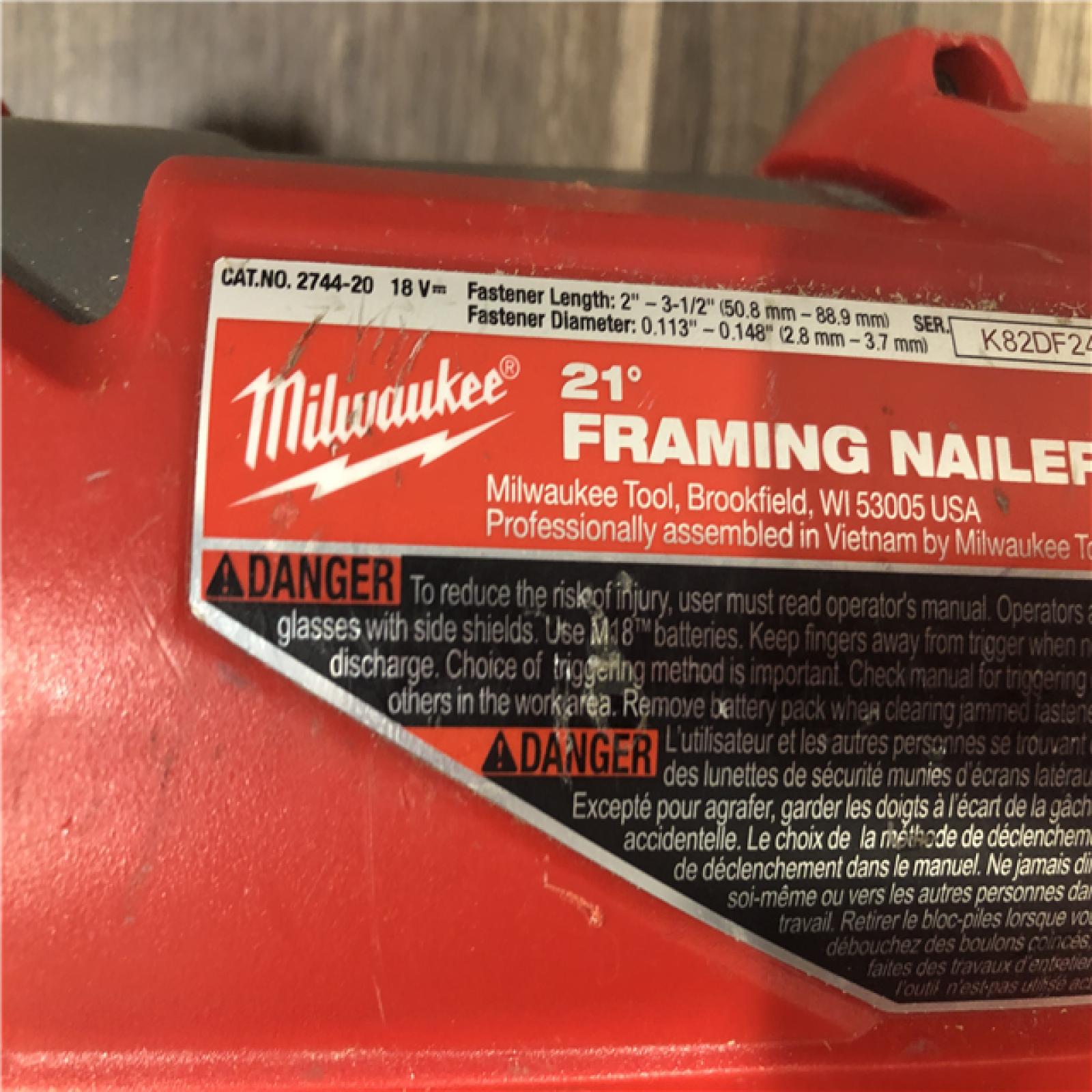 AS-IS Milwaukee  FUEL 3-1/2 in. 18-Volt 21-Degree Lithium-Ion Brushless Cordless Framing Nailer (Tool-Only)