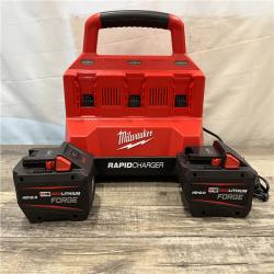 AS-IS Milwaukee 18V Lithium-Ion REDLITHIUM FORGE Starter Kit with (2) 12.0 Ah Battery Pack and PACKOUT 6-Port Rapid Charger