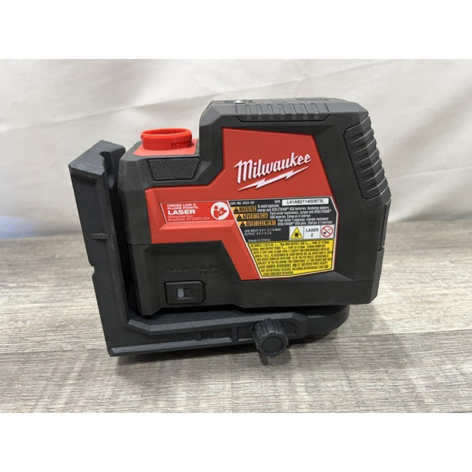 AS-IS Milwaukee Green 100 ft. Cross Line and Plumb Points Rechargeable Laser Level with REDLITHIUM Lithium-Ion