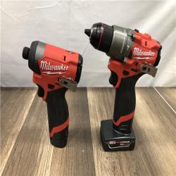 AS-IS Milwaukee FUEL 12-Volt Lithium-Ion Brushless Cordless Hammer Drill and Impact Driver Combo Kit