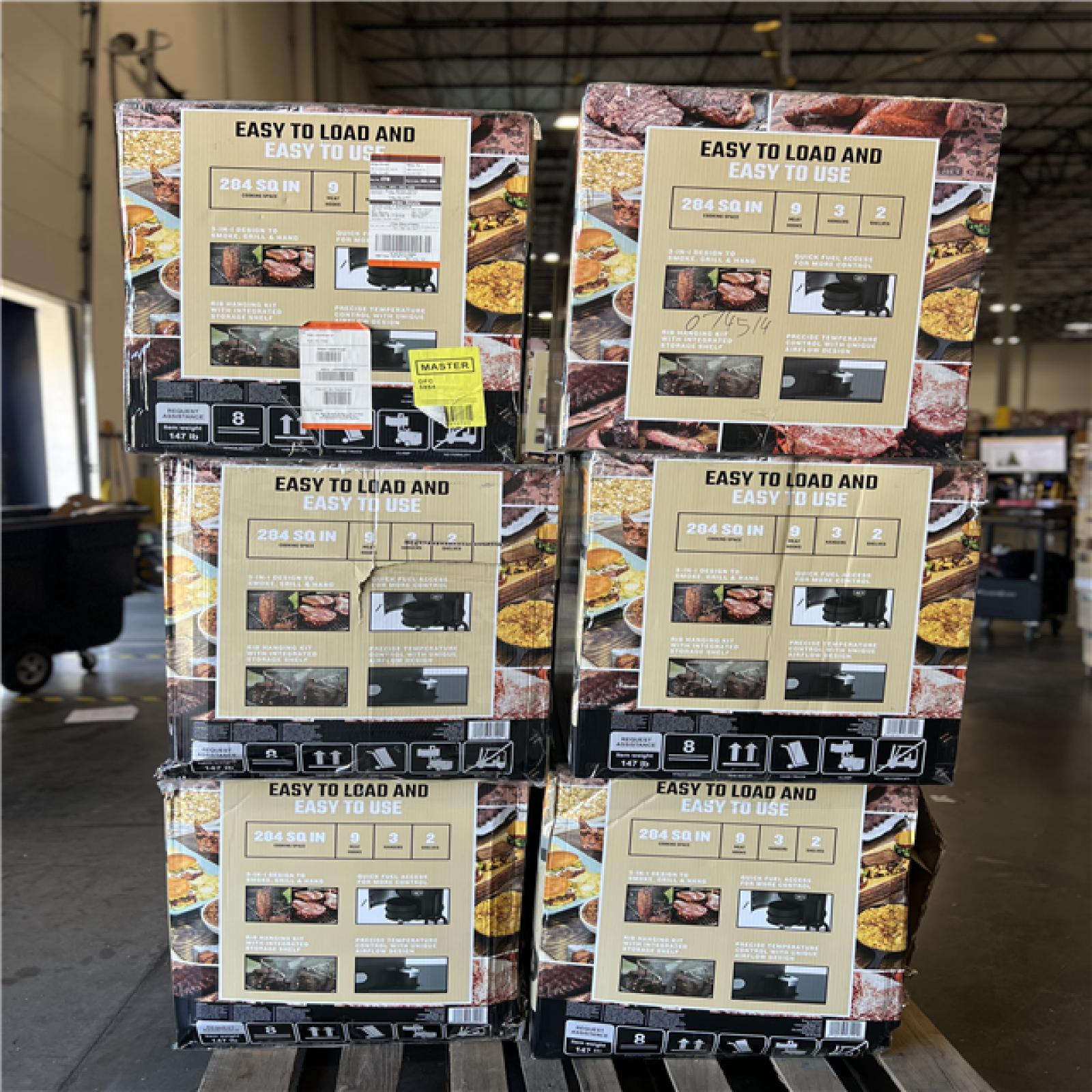 DALLAS LOCATION - DALLAS LOCATION - OKLAHOMA JOE'S Bronco 18 in. Heavy Duty Charcoal Drum Smoker and Grill with 284 sq. in. Cooking Area in Black PALLET-(6 UNITS)