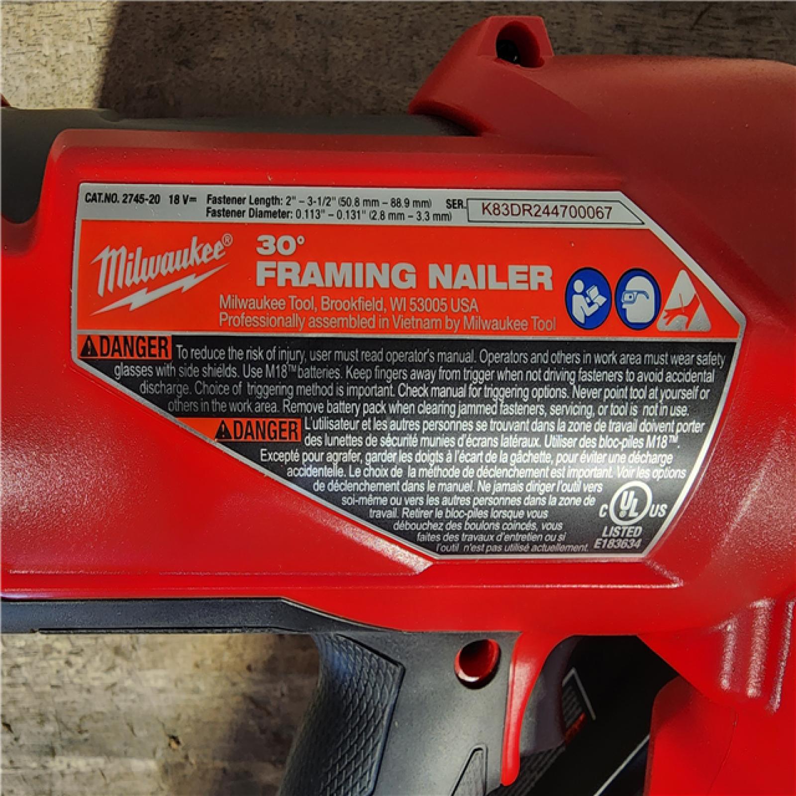 HOUSTON LOCATION - AS-IS (APPEARS LIKE NEW) M18 FUEL 3-1/2 in. 18-Volt 30-Degree Lithium-Ion Brushless Cordless Framing Nailer (Tool-Only)