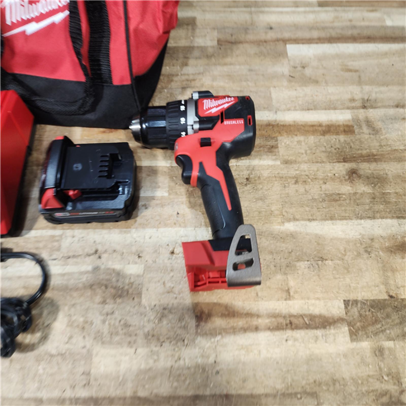 HOUSTON LOCATION - AS - IS Milwaukee 18V Lithium-Ion Brushless Cordless 1/2 in. Compact Drill/Driver with kit