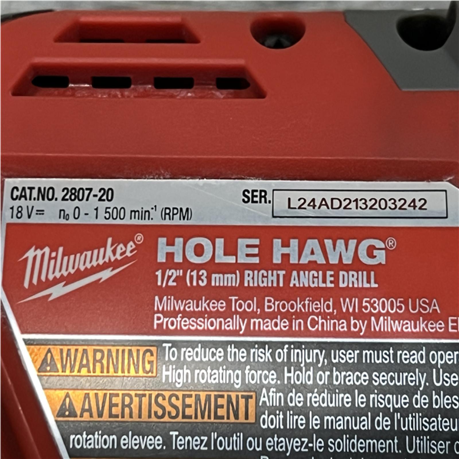 AS-IS Milwaukee FUEL GEN II 18V Lithium-Ion Brushless Cordless 1/2 in. Hole Hawg Right Angle Drill (Tool-Only)