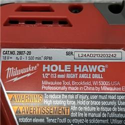 AS-IS Milwaukee FUEL GEN II 18V Lithium-Ion Brushless Cordless 1/2 in. Hole Hawg Right Angle Drill (Tool-Only)