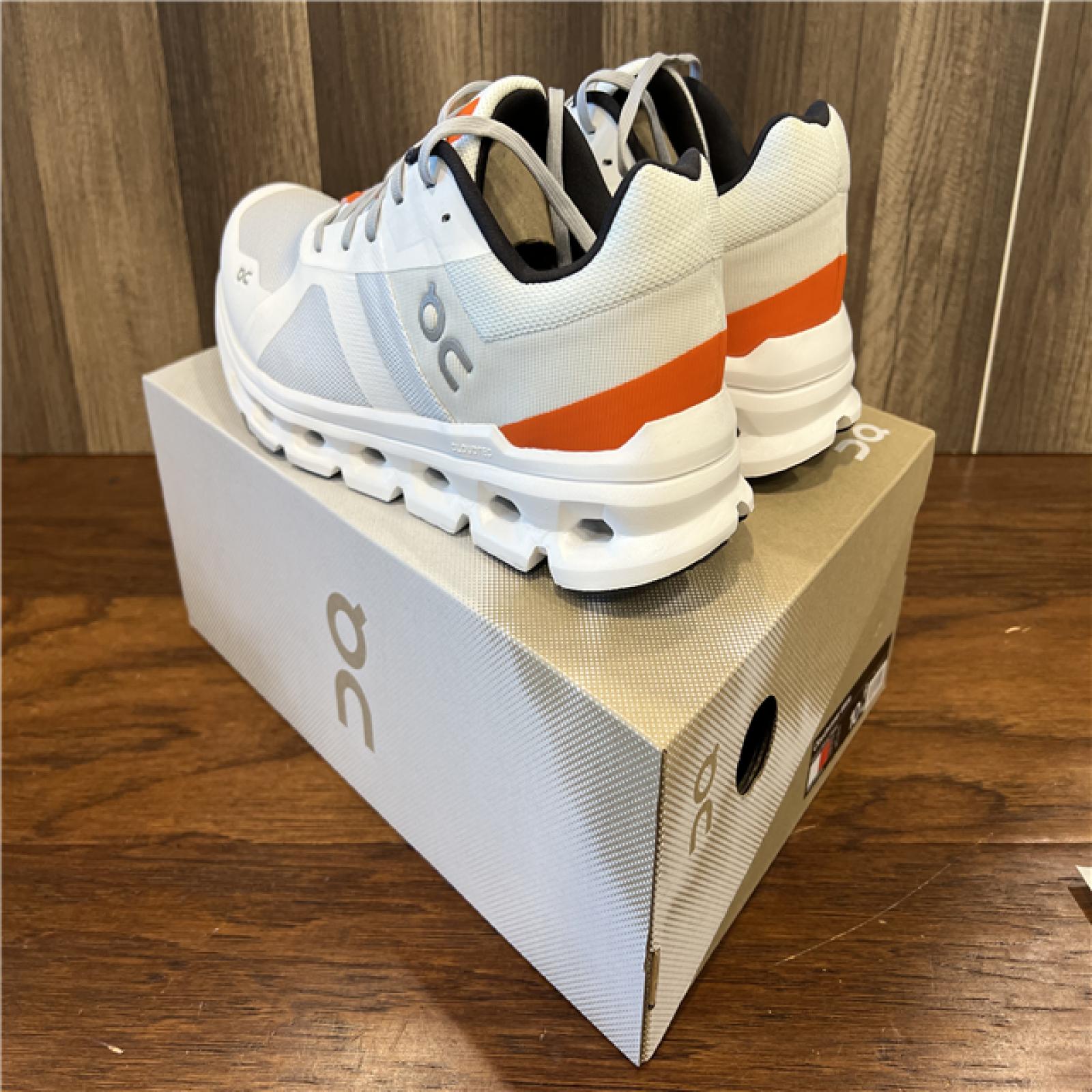 NEW! On Men's Cloudrunner Shoes in Undyed/White/Flame | Size: 10 Width: 2E | Fit2Run