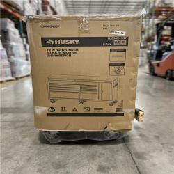 DALLAS LOCATION - Husky Standard Duty 72 in. W x 20 in. D 10-Drawer Black Mobile Workbench Cabinet with Solid Wood Top