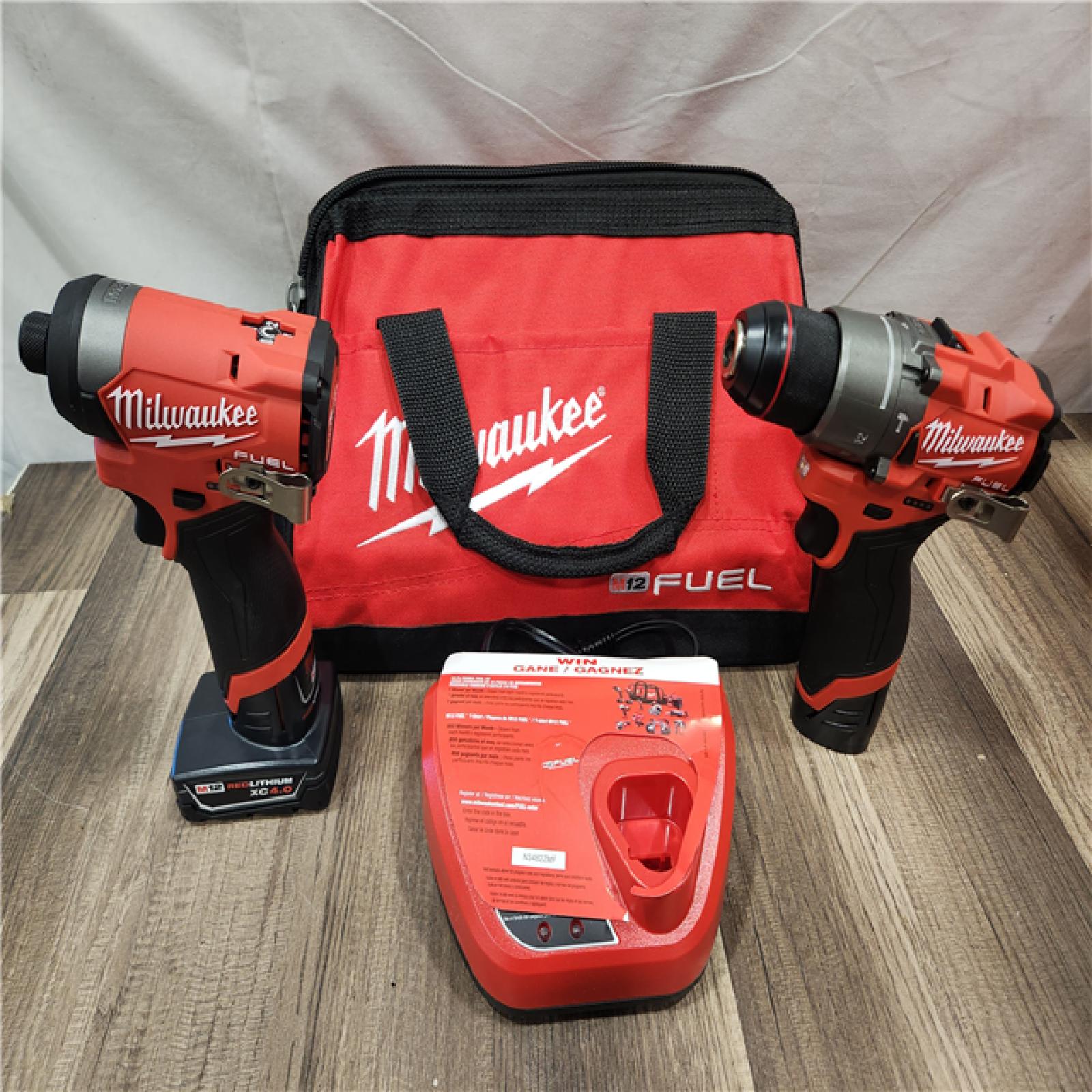 AS-IS- Milwaukee 12V Brushless Hammer Drill and Impact Driver Combo Kit