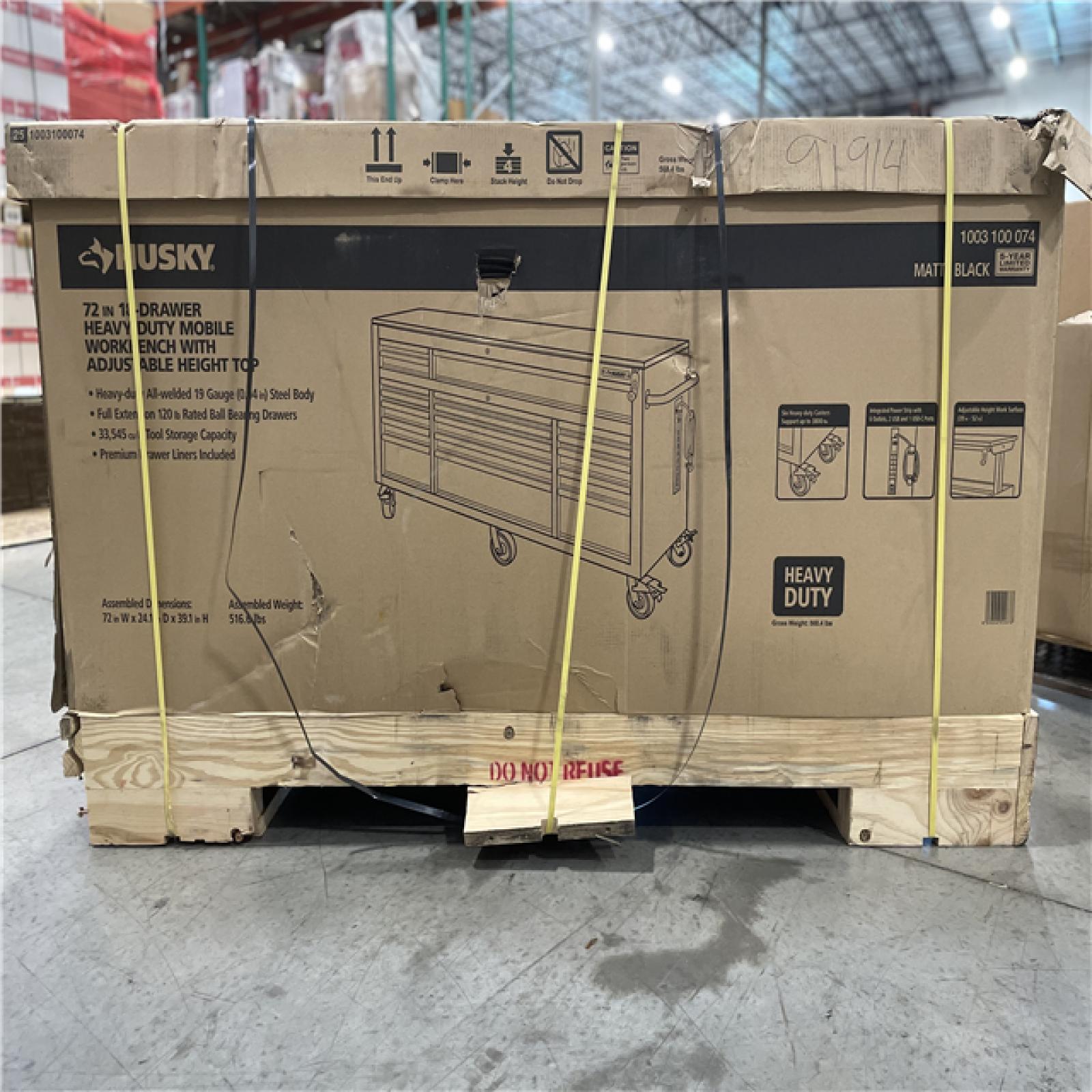 DALLAS LOCATION- Husky 72 in. W x 24 in. D Heavy Duty 18-Drawer Mobile Workbench