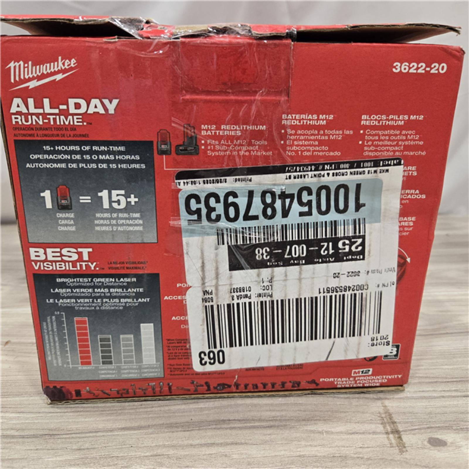 NEW! - M12 12V Cordless Green 125 Ft. Cross Line and Plumb Points Laser Level (Tool-Only)