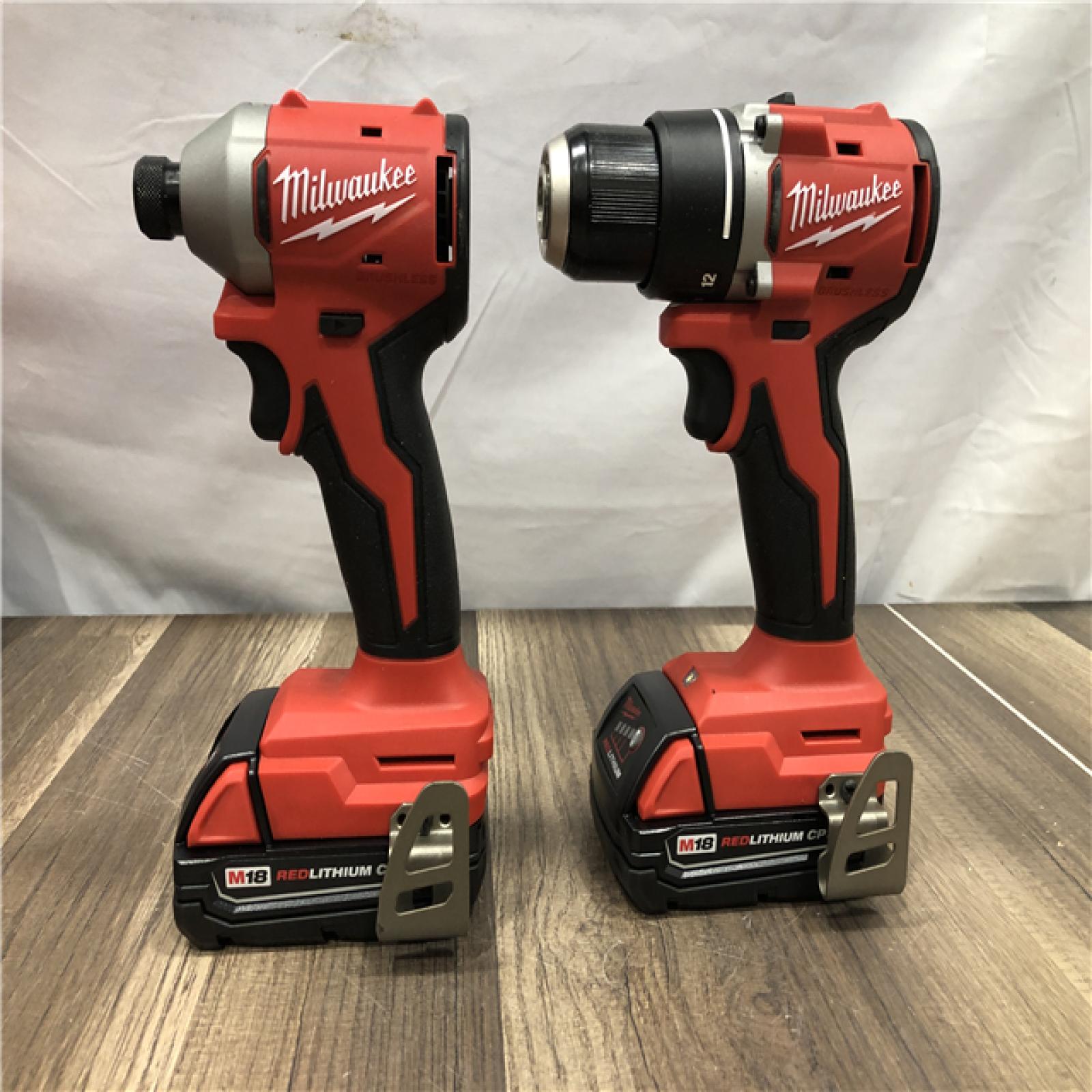 AS-IS Milwaukee M18 18V Lithium-Ion Brushless Cordless Compact Drill/Impact Combo Kit