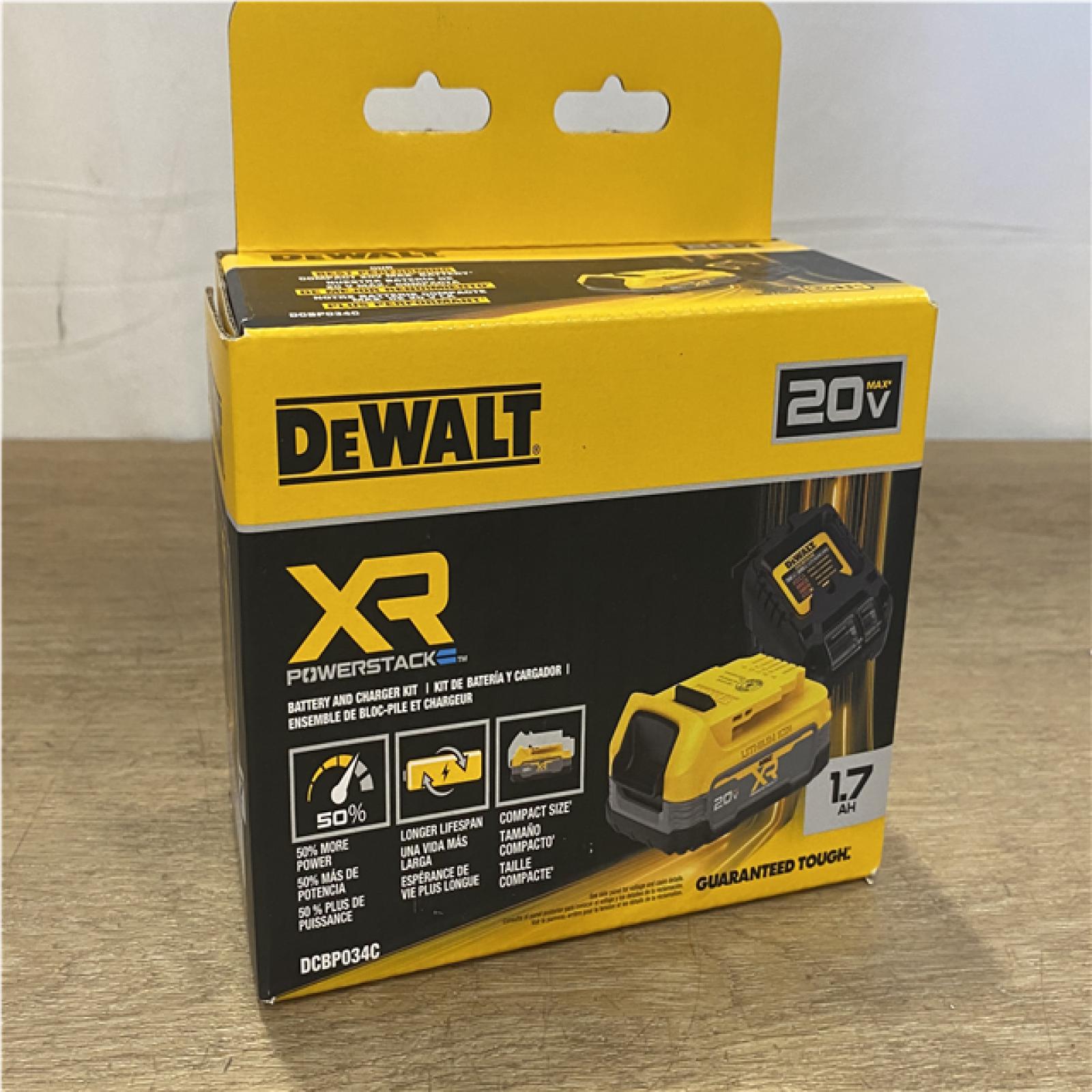 AS-IS DEWALT 20V MAX XR POWERSTACK Lithium-Ion Battery Starter Kit with 1.7Ah Battery and Charger