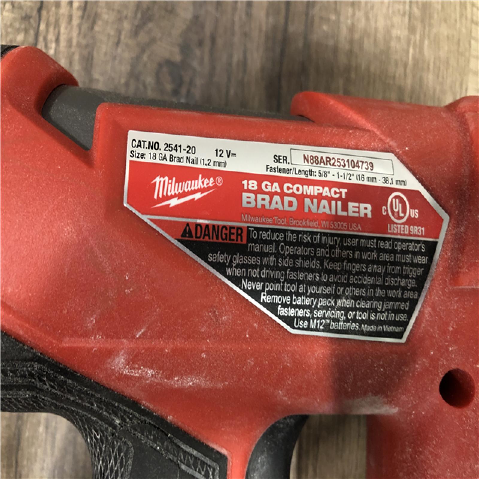 AS-IS Milwaukee FUEL 12-Volt Lithium-Ion Brushless Cordless 18-Gauge 1-1/2 in. Compact Brad Nailer (Tool Only)