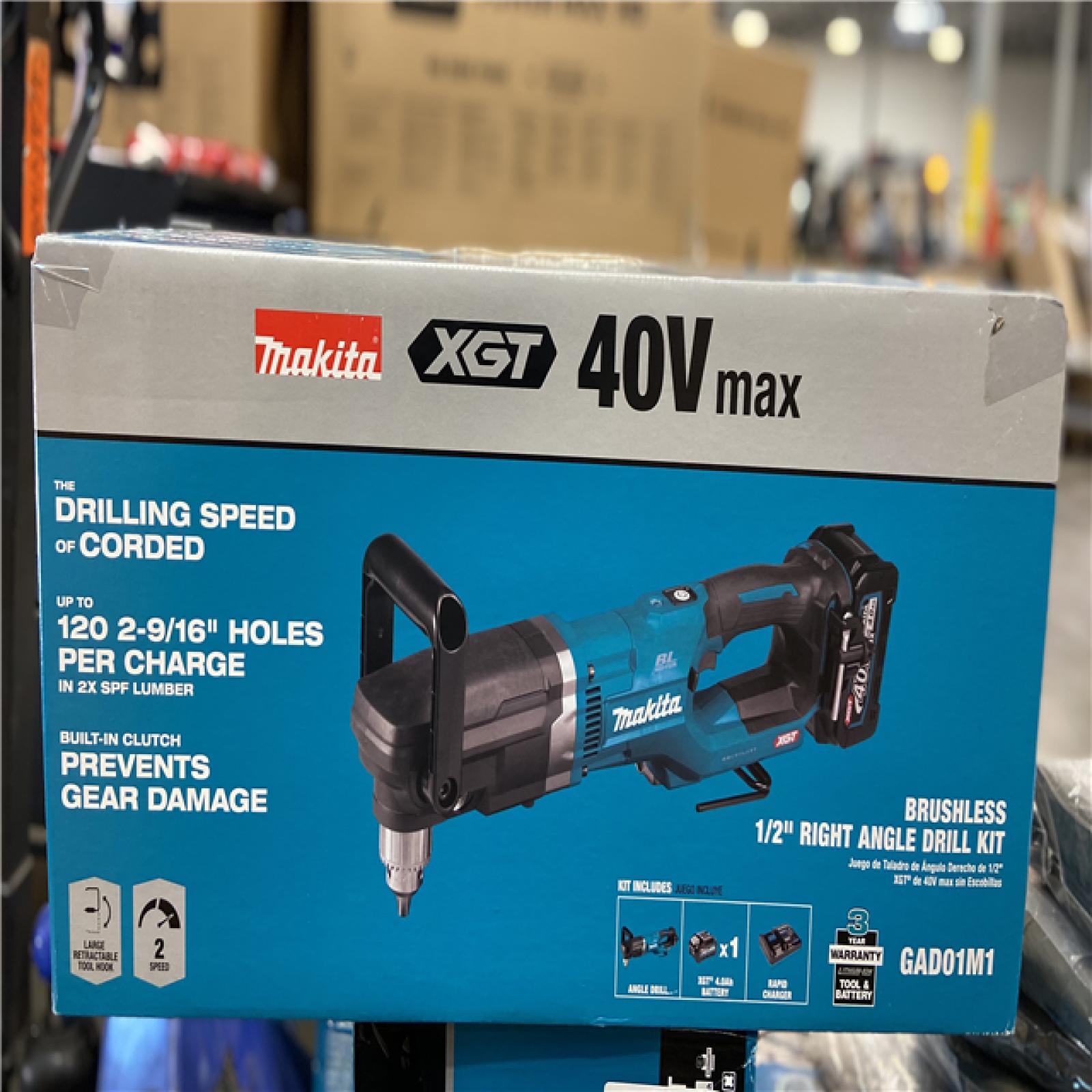 NEW! - Makita 40V max XGT Brushless Cordless 1/2 in. Right Angle Drill Kit (4.0Ah)