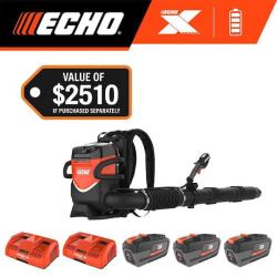 Phoenix NEW  ECHO 56V X Series 225 MPH 950 CFM Cordless Battery Powered Backpack Blower w/ (3) 8.0Ah Batteries and (2) Dual Port Chargers