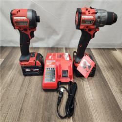 AS-IS- MILWAUKEE FUEL 18V Lithium-Ion Brushless Cordless Hammer Drill and Impact Driver Combo Kit