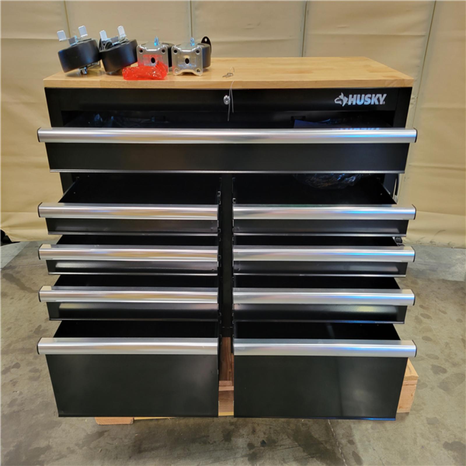 California ASIS HUSKY 46 in 9Drawer Mobile Workbench with Solid Wood Top