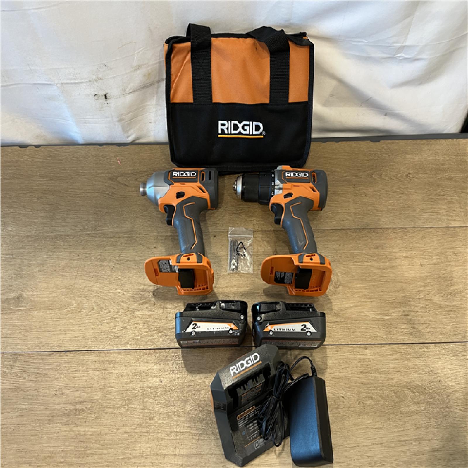 AS-IS RIDGID 18V Cordless Drill/Driver  Impact Driver 2-Tool Combo Ki