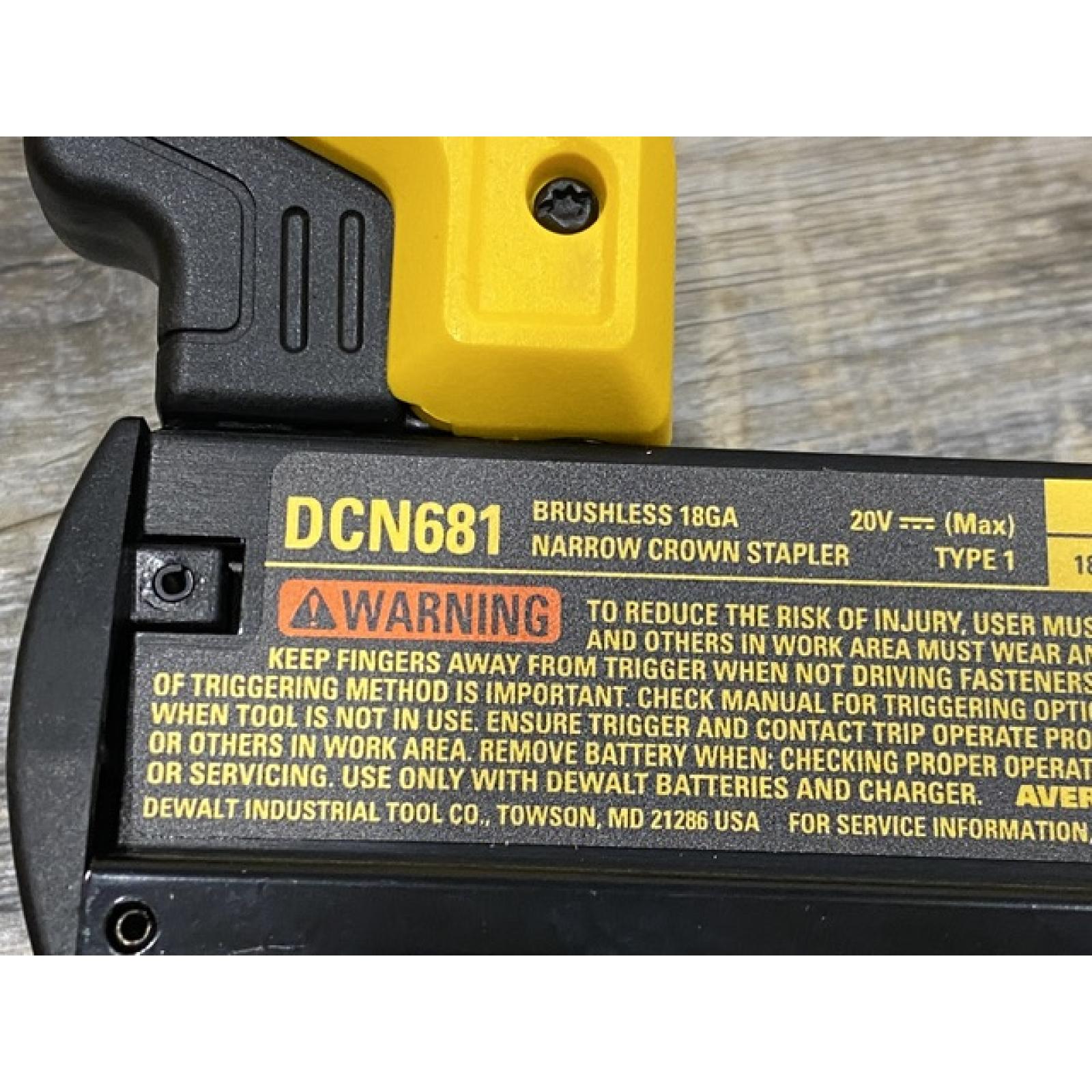 AS-IS DEWALT 20V MAX XR Lithium-Ion Cordless 18-Gauge Narrow Crown Stapler Kit