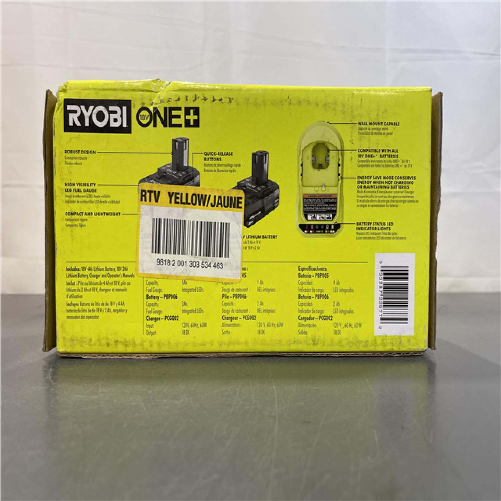 NEW! - Ryobi ONE+ 18V Li-Ion Starter Kit - 4.0 Ah Battery  2.0 Ah Battery  Charger
